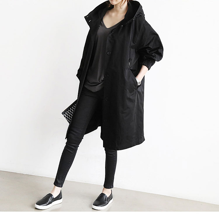 Women Windbreaker Jacket Casual Loose Button Pockets Hooded Quick Dry Windproof Waterproof Clothes For Outdoor Hiking Camping