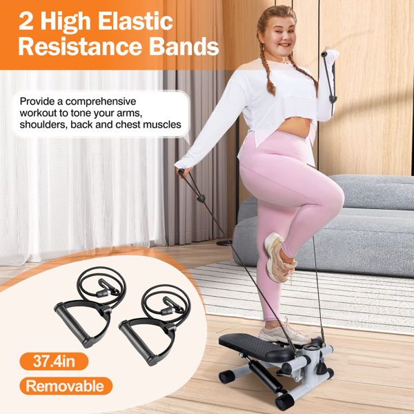 Mini Fitness Step Machine with Resistance Bands – Portable Hydraulic Stepper with LCD Display, 330.7 lbs Load Capacity